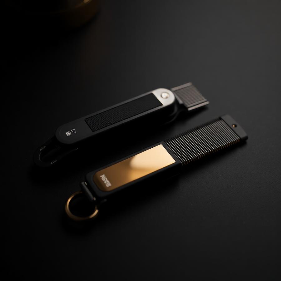 VSN CUTZ barber tools on a black surface
